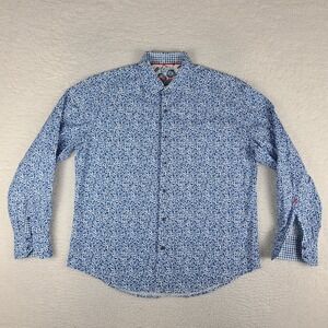 Robert Graham Dress Shirt Mens Medium Blue White Preppy Clubbing‎ Button Up